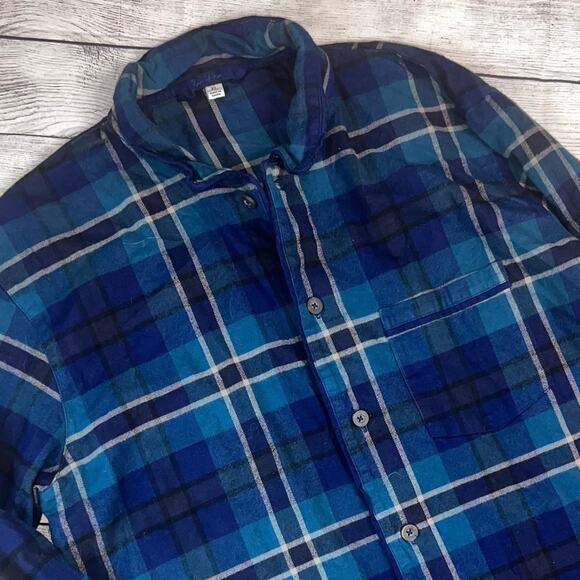 BODEN Men's Plaid Flannel Button Up Shirt Blue Green Size XL - Picture 2 of 5